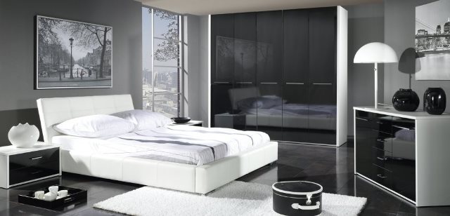 Design Luxus Schlafzimmer Set Stilmöbel Edelholz Komplett Weiß Schwarz